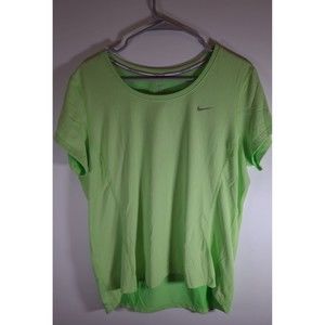 Nike Dri-Fit Running Shirt  Womens XL Short Sleeve Lime Green Mesh Like Fabric